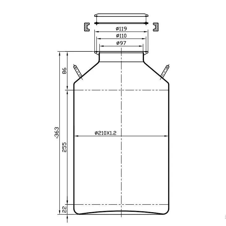 10L Stainless Steel 304 Bottle with Clamp and Silicone Gasket