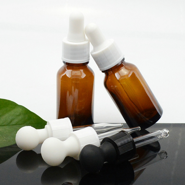 15 Ml Amber Round Essential Oil Boston Glass Bottle with White Dropper