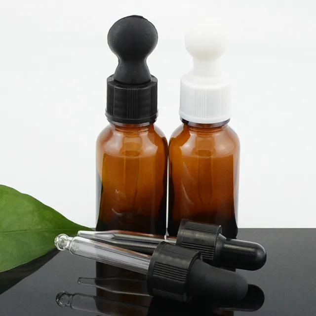 15 Ml Amber Round Essential Oil Boston Glass Bottle with White Dropper
