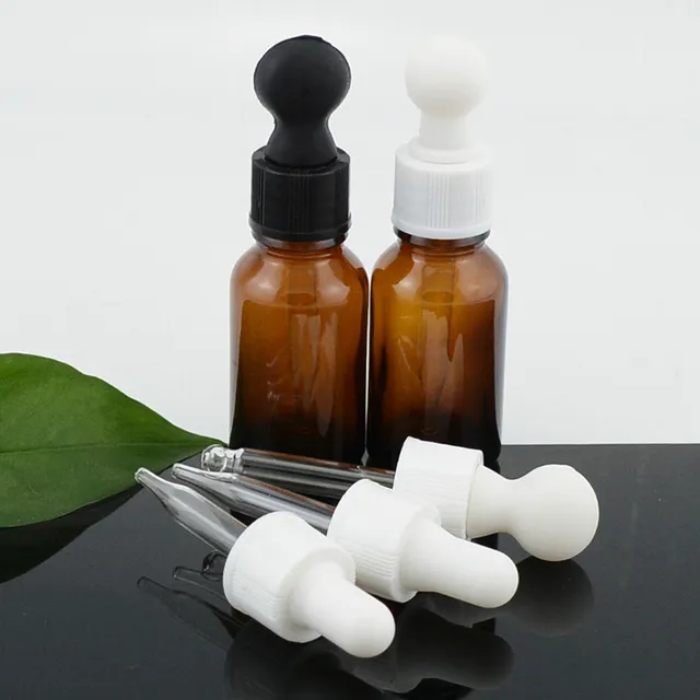 15 Ml Amber Round Essential Oil Boston Glass Bottle with White Dropper