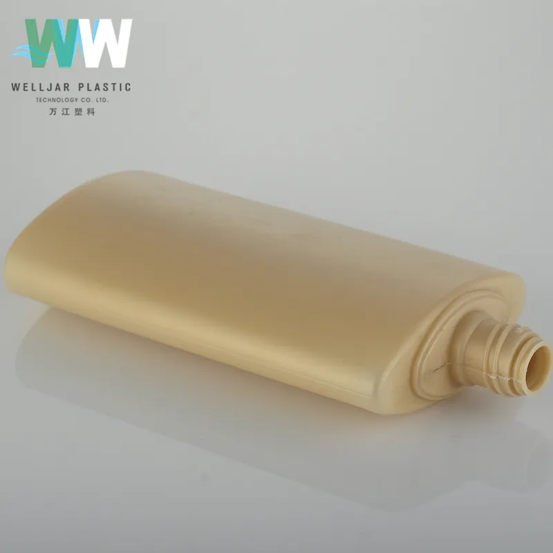 190ml Yellow Packaging Container HDPE Slender Mouth Plastic Flat Bottle