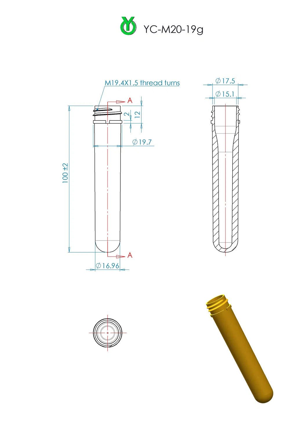 20/410 20mm Neck 17-19g High Quality Hot Sell Cosmetic Pet Preform