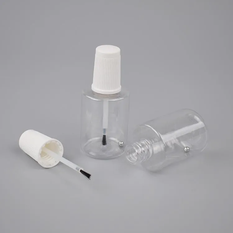 20ml 30ml Clear Pet Plasitc Light Nail Polish Treatment Bottles with Brush