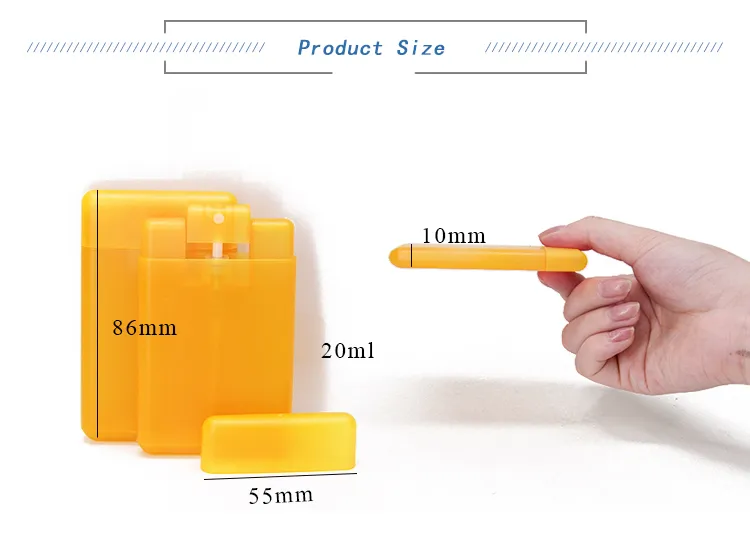 20ml Rectangle PP Plastic Pocket Sized Refilled Credit Card Spray Mini Hand Pump Perfume Bottle for Perfume Atomizer