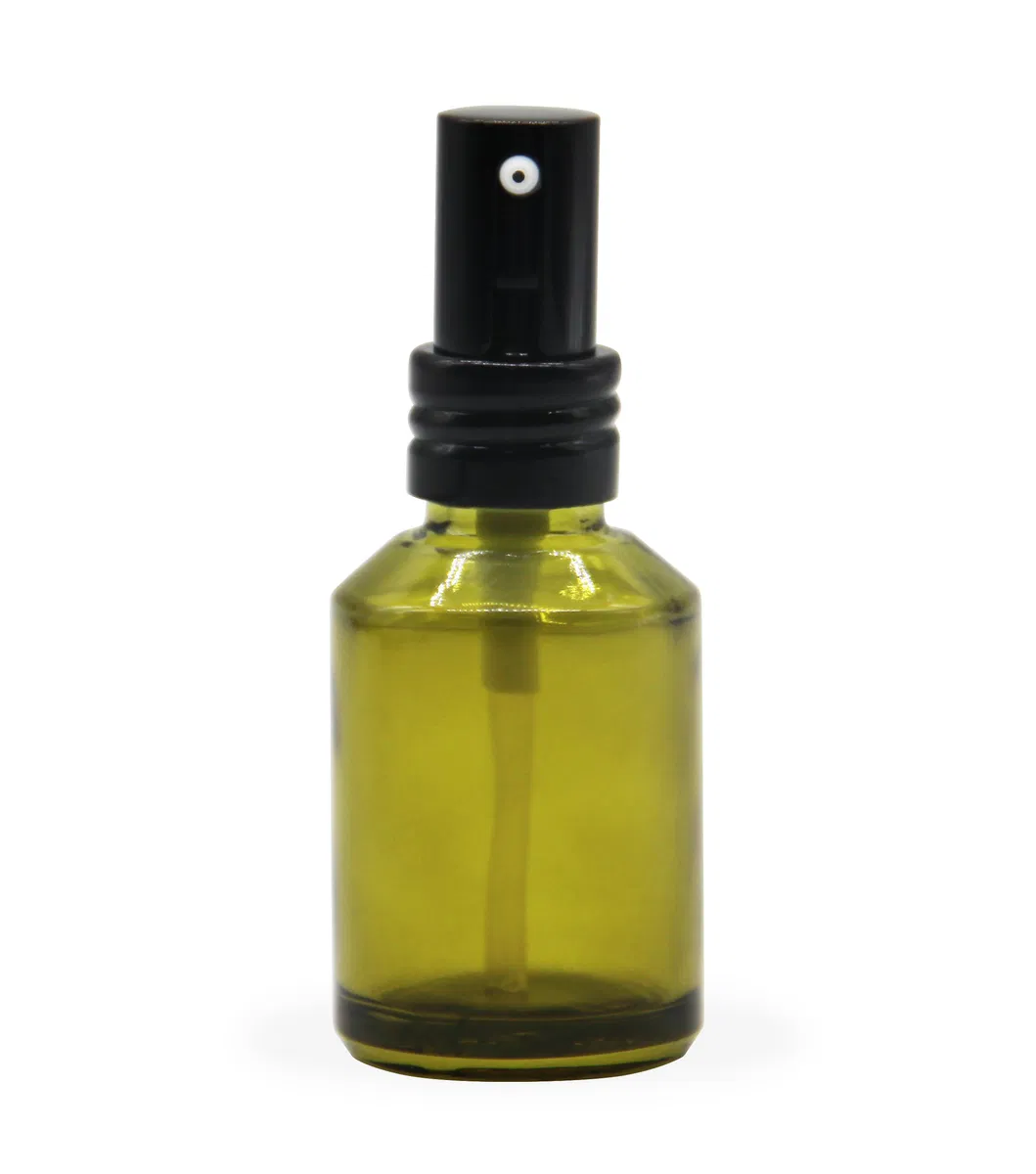 30ml Tawdry Green Black Small Cover Oblique Shoulder Glass Press Cosmetics Lotion Essence Pressure Pump Bottle