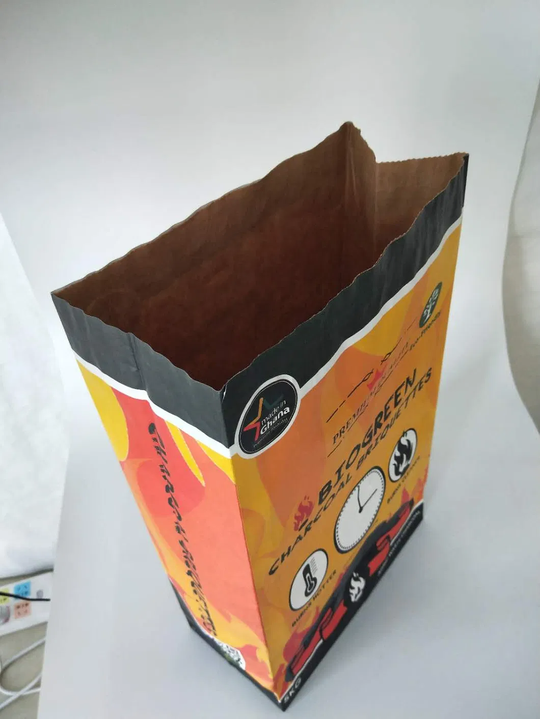 4kg 5kg 11lbs Kraft Paper Bag for Hardwood Lump Charcoal Paper Bag Coal Briquette Packaging Bag