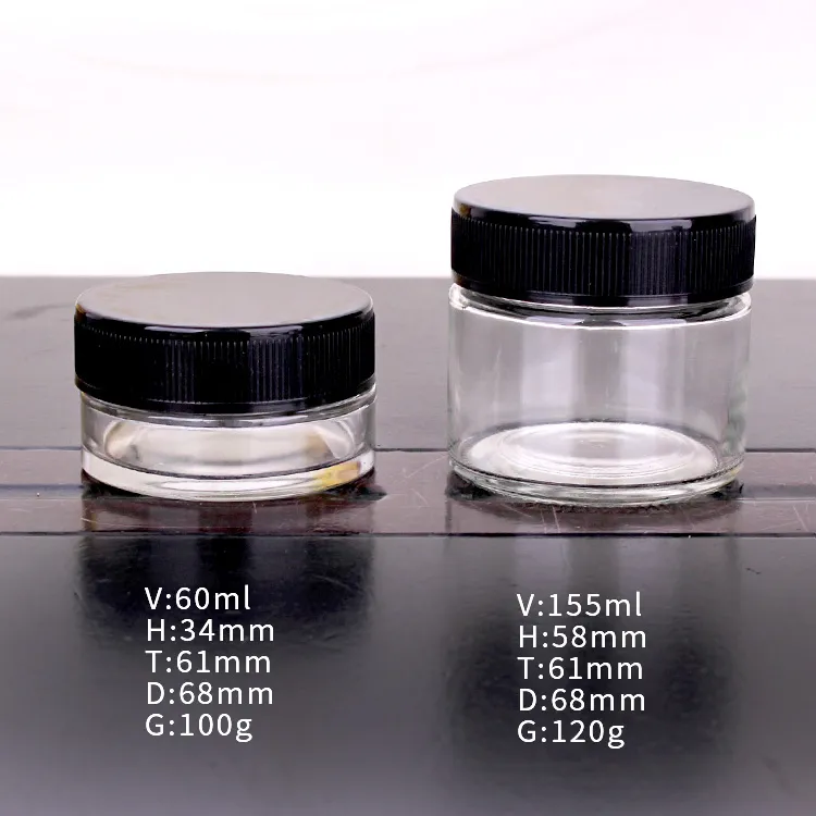 60ml 155ml Glass Jar with Childproof Lid