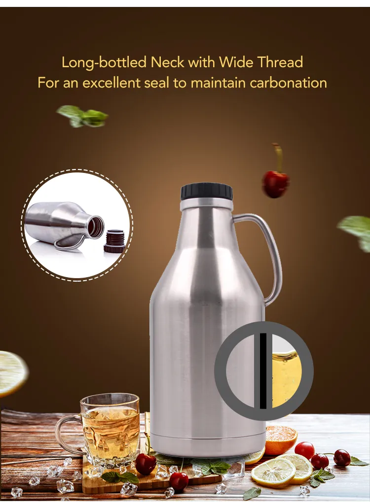 64 Oz Double Wall Stainless Steel Scew Cap Beer Growler