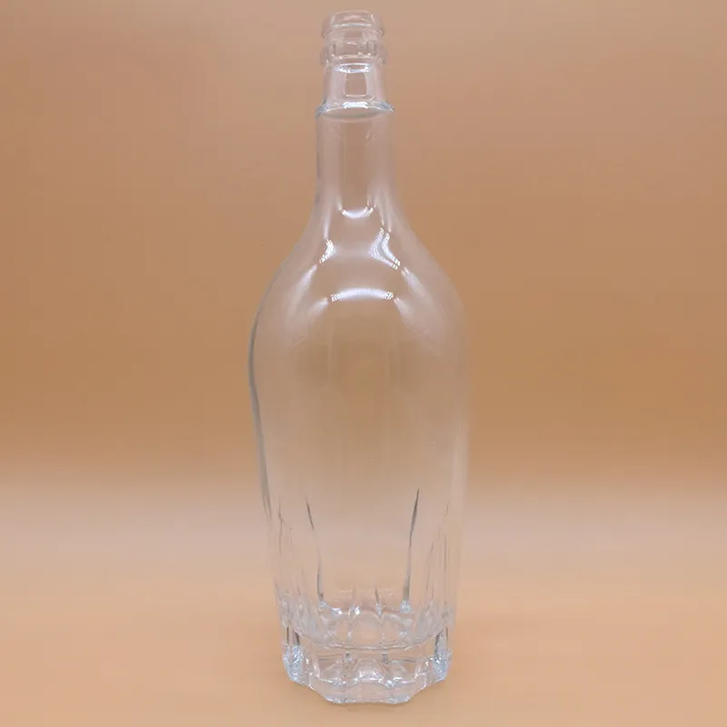 750ml round clear decorative glass wine bottle with cork top