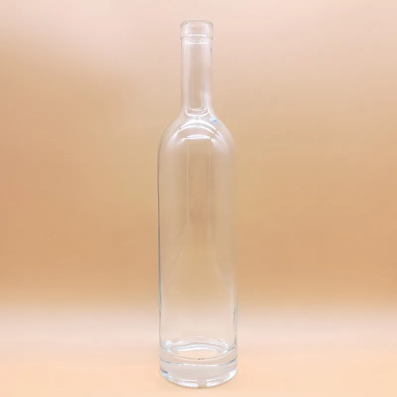 750ml round clear decorative glass wine bottle with cork top