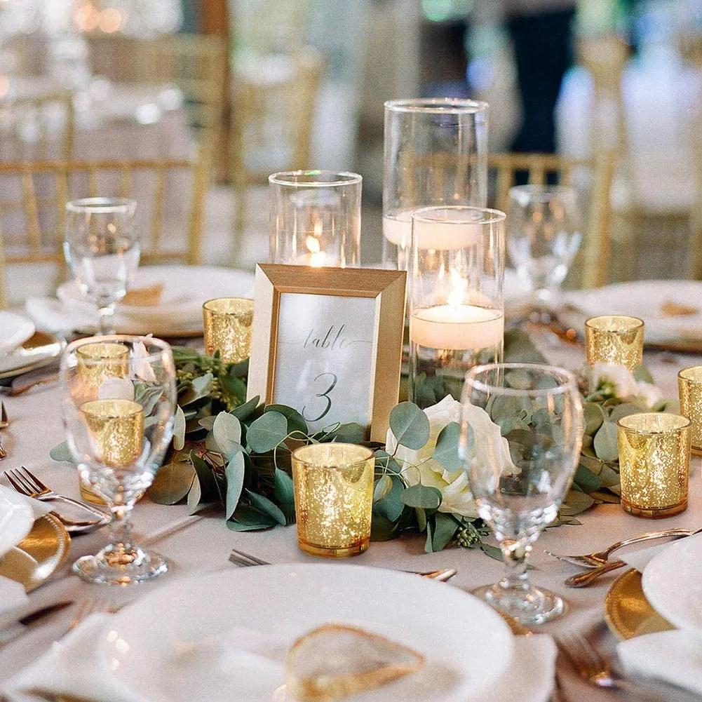 95ml 3oz Electric Gold Colored Wishing Table Glass Candlestick Tealight Mercury Glass Cup Is Ideal for Wedding Centers and Party Decorations