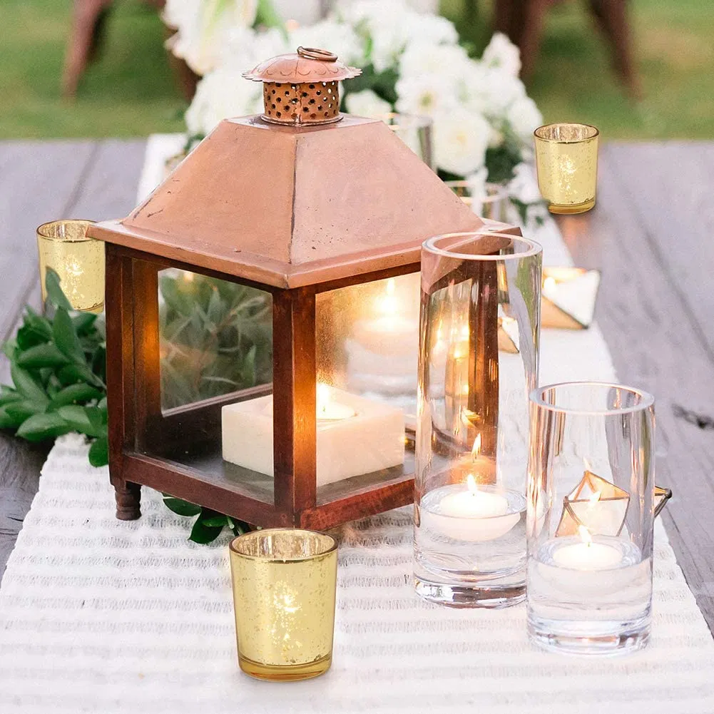 95ml 3oz Electric Gold Colored Wishing Table Glass Candlestick Tealight Mercury Glass Cup Is Ideal for Wedding Centers and Party Decorations