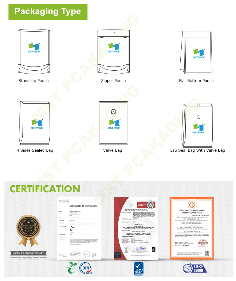 Aluminium Foil Ziplock Standup Packaging Bag