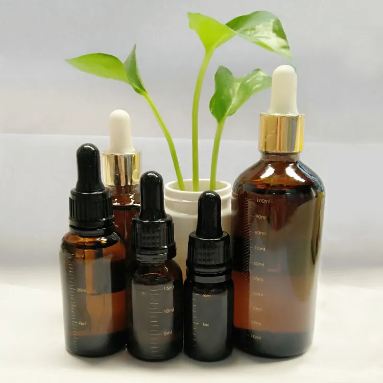 Amber Essential Oil Perfume Glass Dropper Bottle with Child-Proof Cap