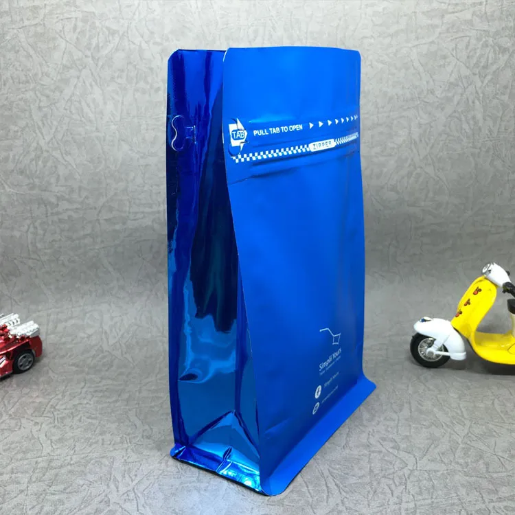 Biodegradable Flat Bottom Pouch Food Grade Flat Bottom Pouch Coffee Beans Packaging Brown Kraft Paper Bags