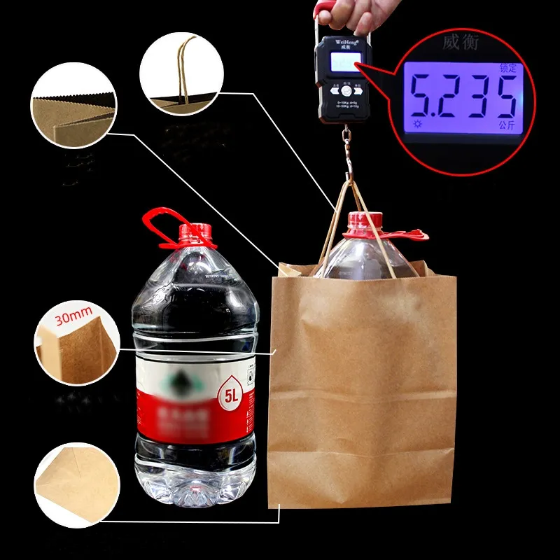 Biodegradable Kraft Paper Bag with Handles 100GSM 30*30*18cm Print Gift Paper
