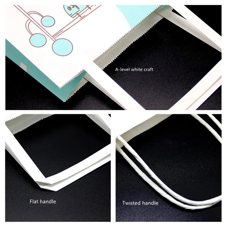 Biodegradable Kraft Paper Bag with Handles 100GSM 30*30*18cm Print Gift Paper