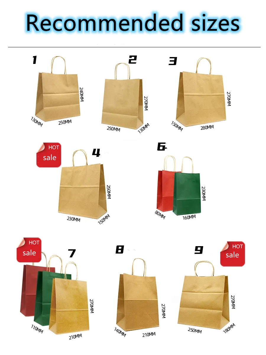 Biodegradable Kraft Paper Bag with Handles 100GSM 30*30*18cm Print Gift Paper