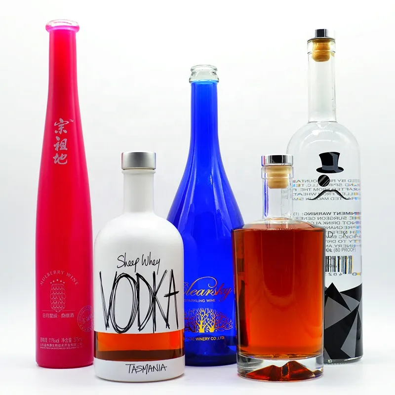 China Glass Bottles Factory Wholesale Custom Design 500ml 750ml Clear Empty Gin Whiskey Liquor Brandy Vodka Wine Glass Bottle
