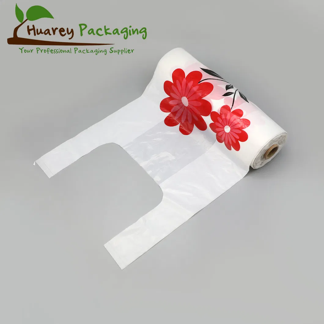 Chinese Supplier Custom Printed Plastic T Shirt Bags Handle Bag Shopping with Logos