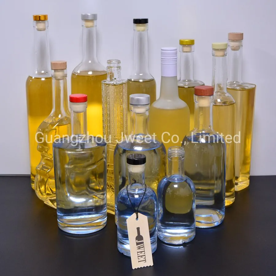 Custom 500ml 700ml 750ml Glass Bottle Clear Empty Glass Bottles Vodka Whisky Brandy Tequila Gin Liquor Spirits Glass Bottle