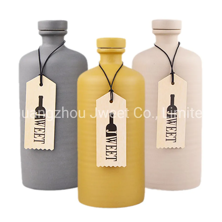 Custom Cork Sealed Tequila Bottle Empty Liquor Spirit Ceramic Tequila Bottle