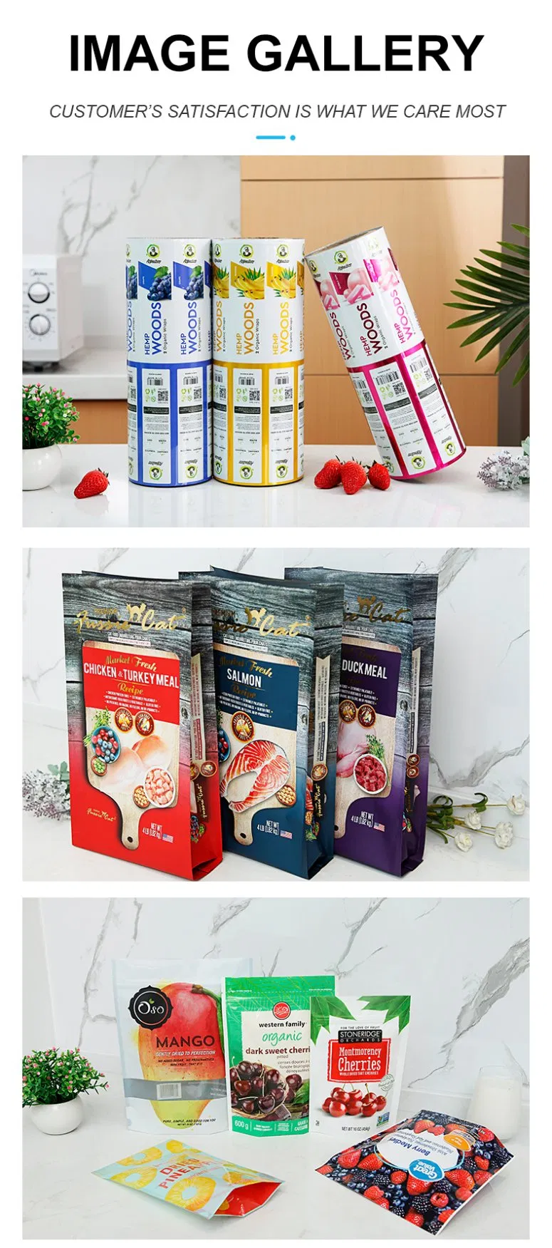 Custom Printed Grip Seal Reclosable Food Packaging Plastic Stand up Doypack Bag with Ziplock Zipper