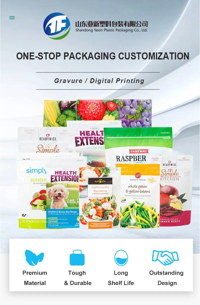 Custom Printed Grip Seal Reclosable Food Packaging Plastic Stand up Doypack Bag with Ziplock Zipper