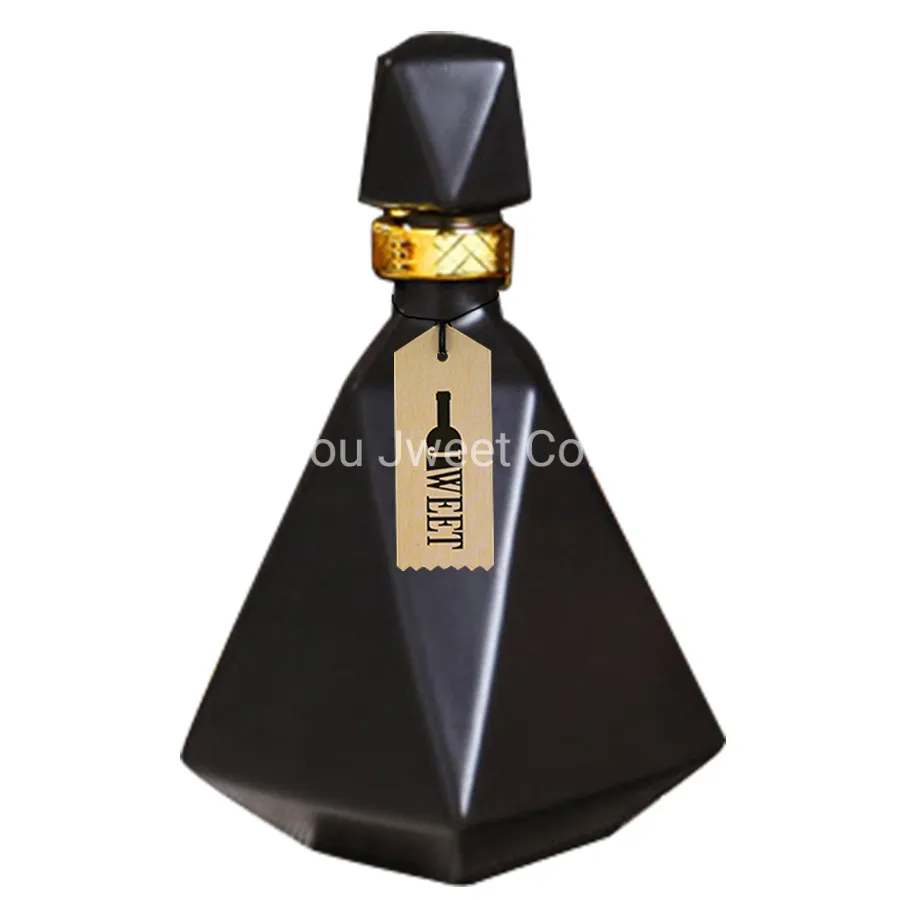 Custom Unique Shaped Polygon 750ml Ceramic Bottle
