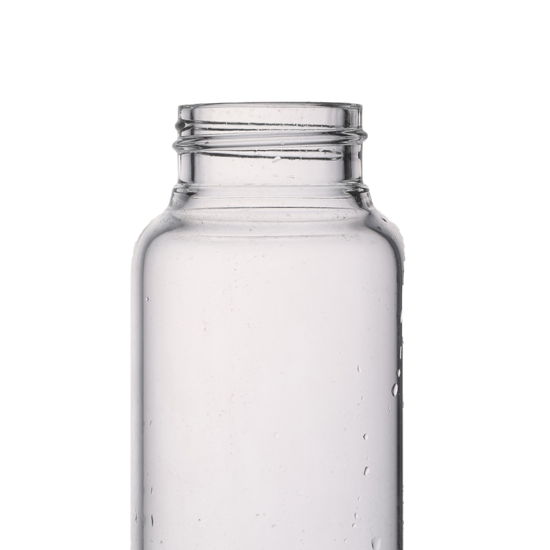 Customizable 16 Oz High Borosilicate Glass Water Bottle Transparent Round Glass Beverage Bottle with BPA Free Cap