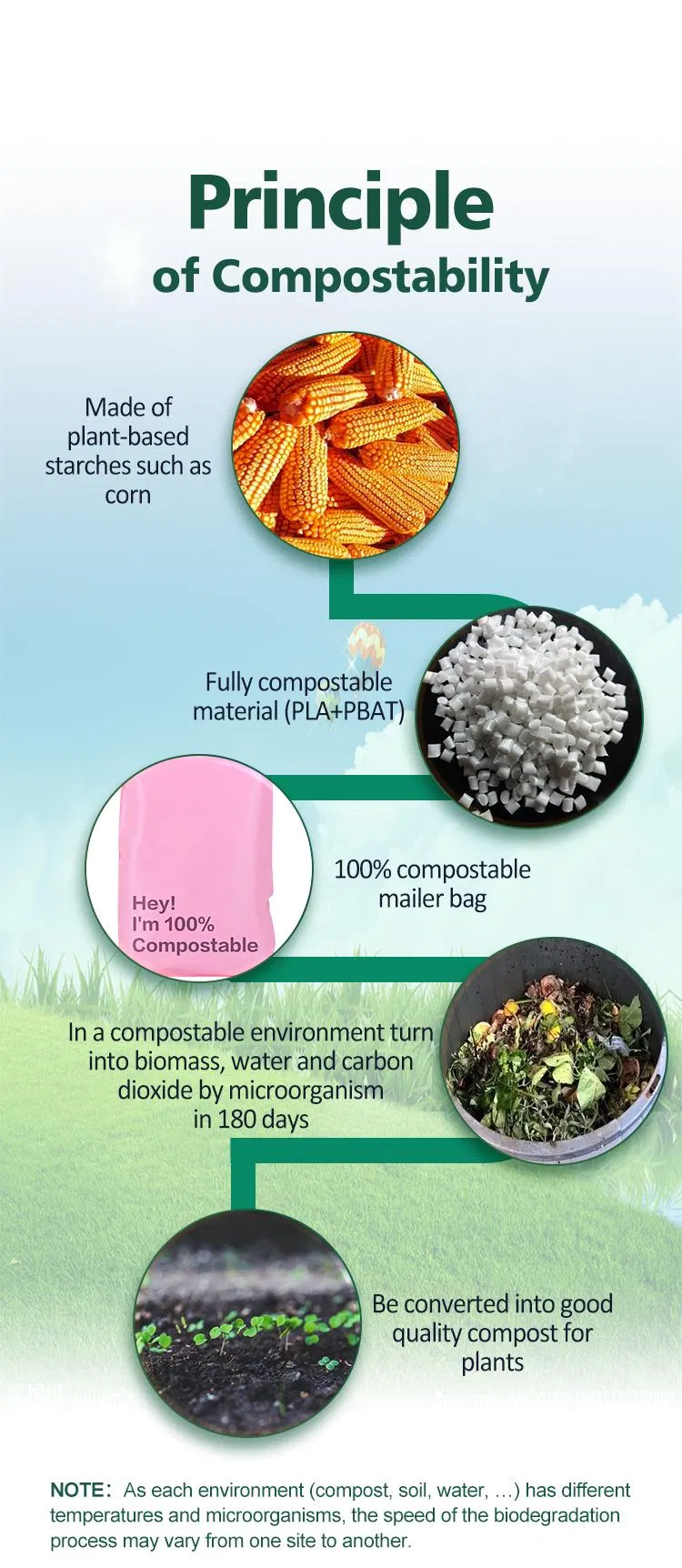 Customized 100 Compostable Large Courier Bag Adhesive Plastic Bag for Mail Packing