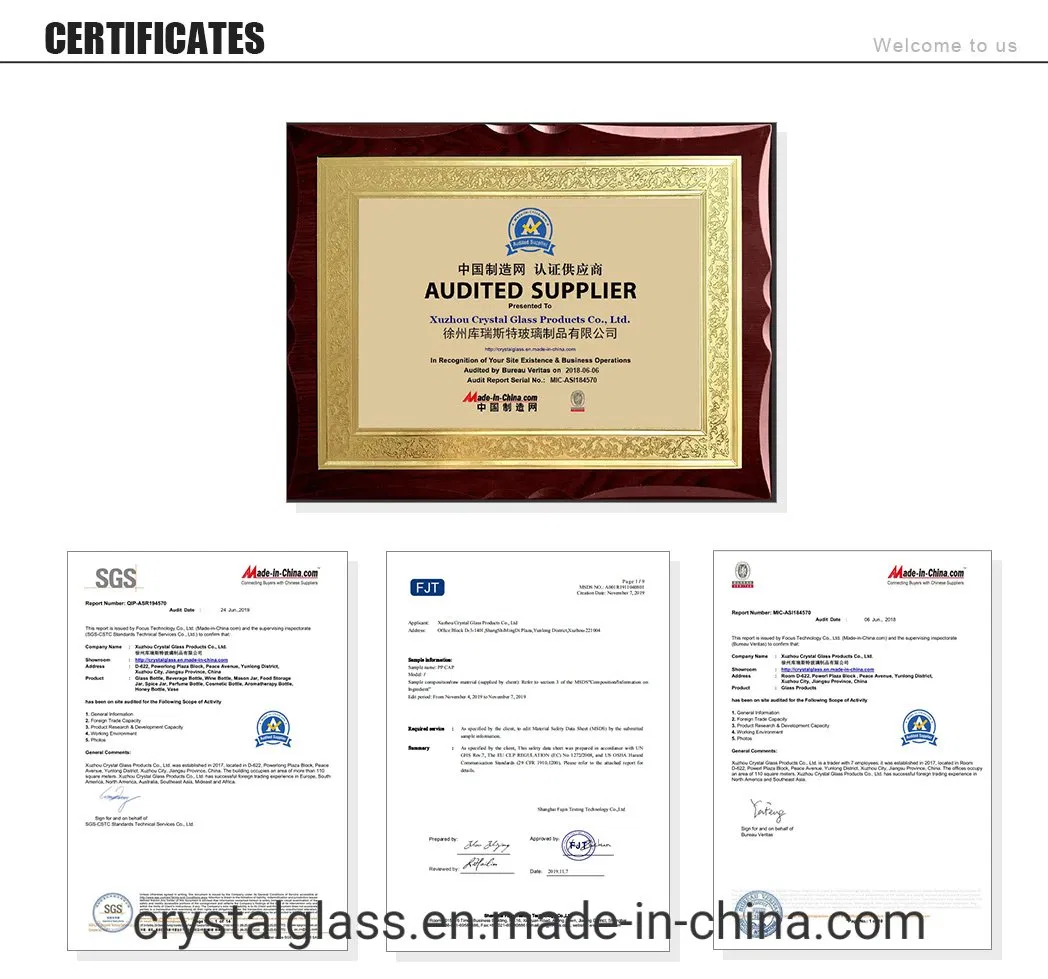 Customized Water Glass Bottle Drinks Juice Beverage Glass Bottleoem 300ml 420ml 500ml 750ml 1L