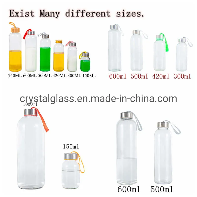 Customized Water Glass Bottle Drinks Juice Beverage Glass Bottleoem 300ml 420ml 500ml 750ml 1L