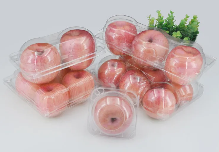 Disposable Plastic Apple Packaging Box for 3 PCS Fruit Packaging Punnets