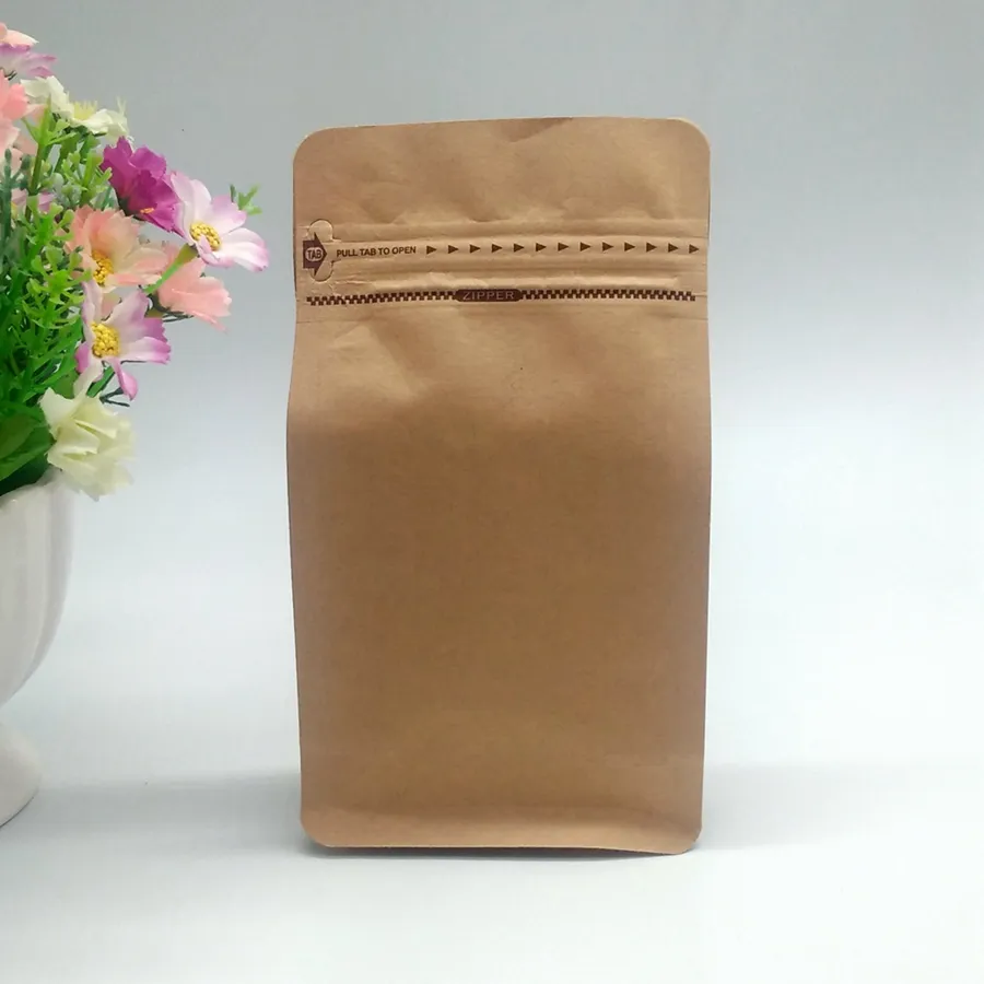 Eco-Friendly Kraft Coffee Bag with Valve 1lb/16oz Universal Coffee Bean Packaging Bag