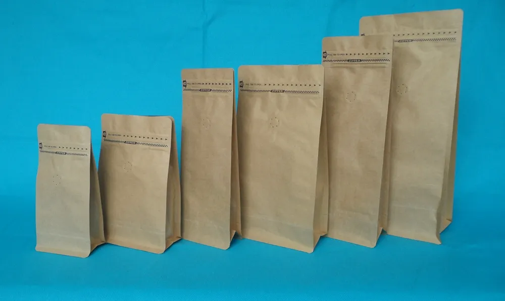 Eco-Friendly Kraft Coffee Bag with Valve 1lb/16oz Universal Coffee Bean Packaging Bag