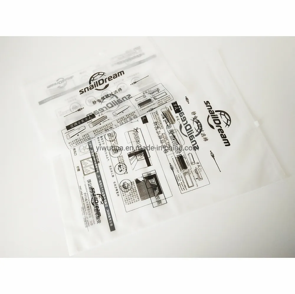 Factory Printing Glossy Black PE Plastic Zipper Bag for Socks/Clothing Packing Bags