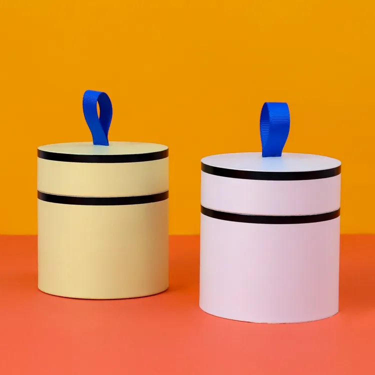 Firstsail Best Price Round Cardboard Candle Jars Boxes Packaging Scented Fragrance Gift Paper Tube with Ribbon Handle