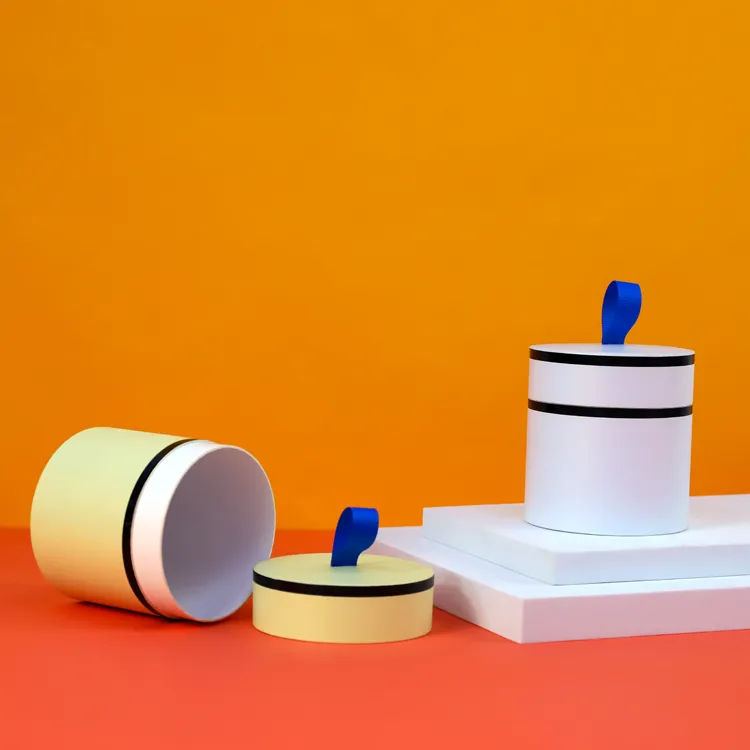 Firstsail Best Price Round Cardboard Candle Jars Boxes Packaging Scented Fragrance Gift Paper Tube with Ribbon Handle