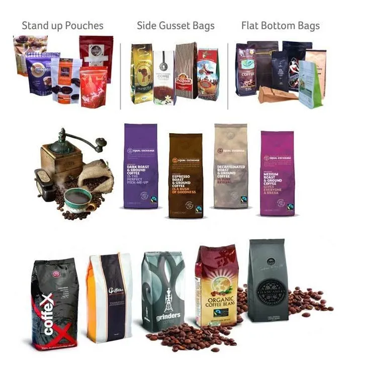 Flat Bottom Bag Coffee One-Way Valve Packing Zip Lock with Degassing Dry Bulk Digital Printed