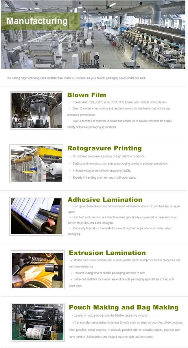 Food Grade Plastic Packaging Bag Roll Stock Film for Crisps