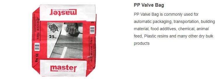 High Quality Laminated Block Bottom PP Valve Bag for Cement Concrete 20kg 50kg