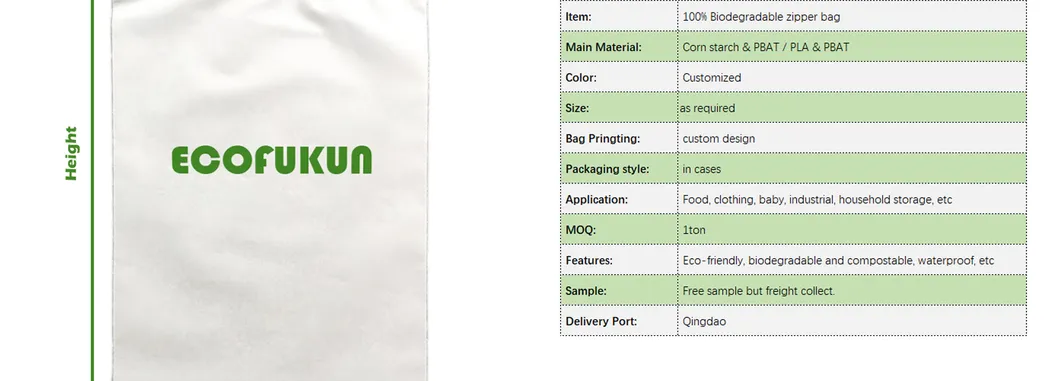 Hot 100% Compostable Packaging Bags, Biodegradable Zipper Bag, Ziplock Bag, Resealable Packaging Bag, Garment Bag, Household Storage Bag, Clothes packaging Bag