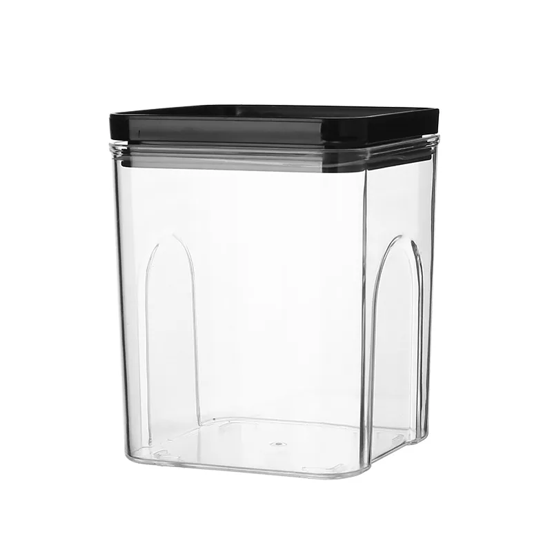 Kitchen Storage Container Clear Glass Canister Food Jar with Plastic Cap
