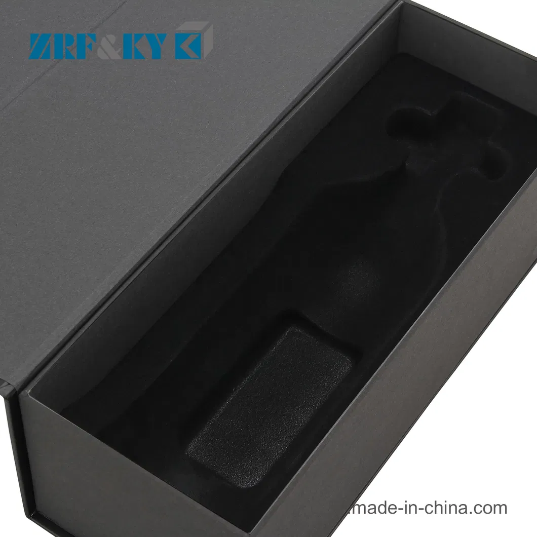 Luxury Book Shaped Paper Packing Black Wine Bottles Rigid Boxes