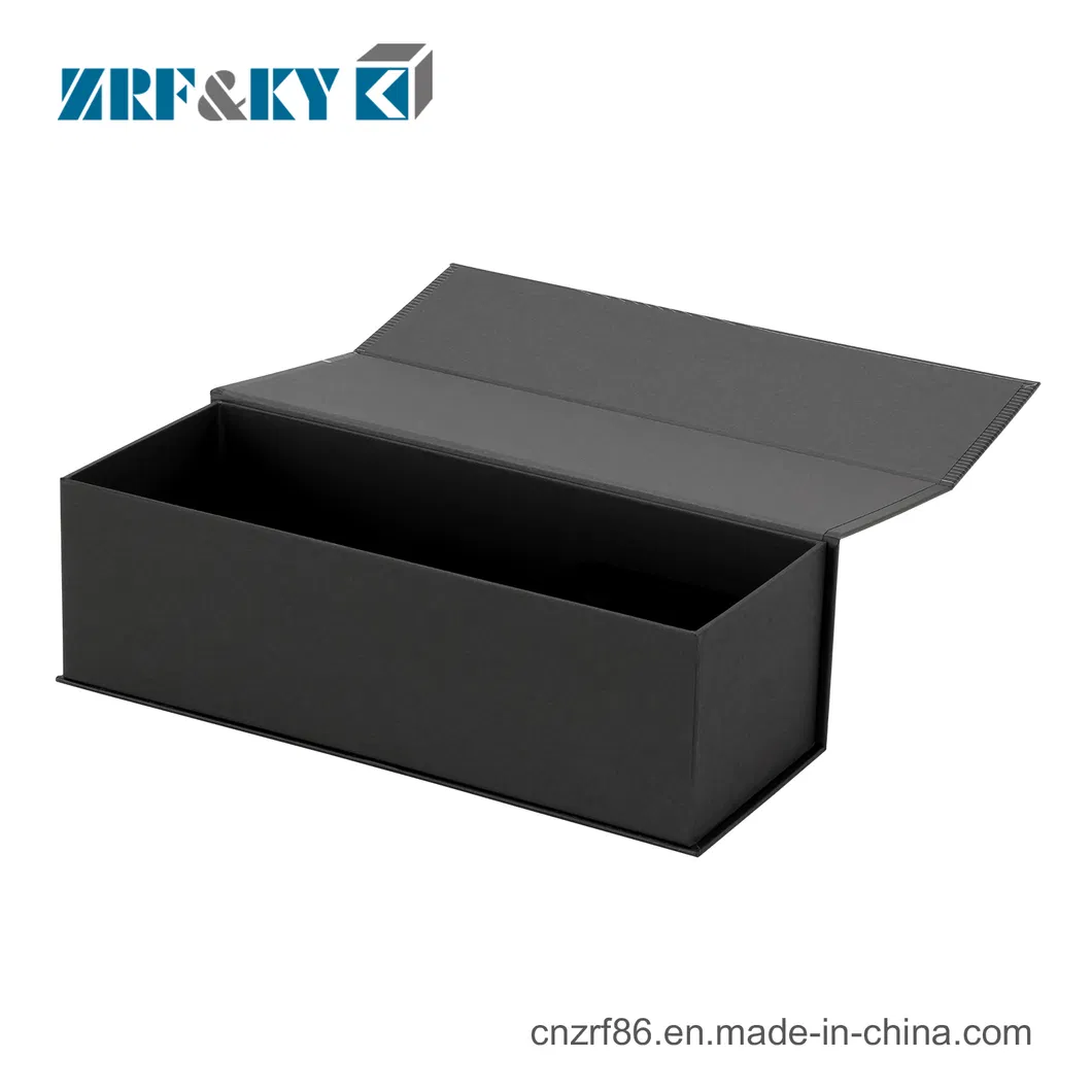 Luxury Book Shaped Paper Packing Black Wine Bottles Rigid Boxes