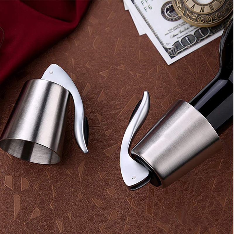 Manufacturer Sliver High-Quality Rosegold Reusable Stainless Steel Wine Bottle Stoppers Silicone Wine Vacuum Saver & Sealer