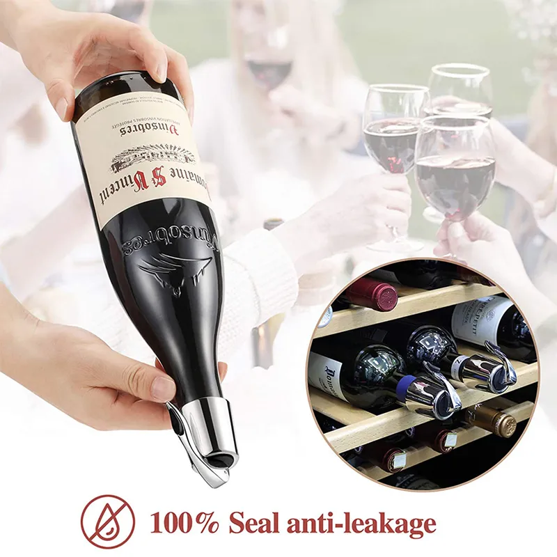Manufacturer Sliver High-Quality Rosegold Reusable Stainless Steel Wine Bottle Stoppers Silicone Wine Vacuum Saver & Sealer