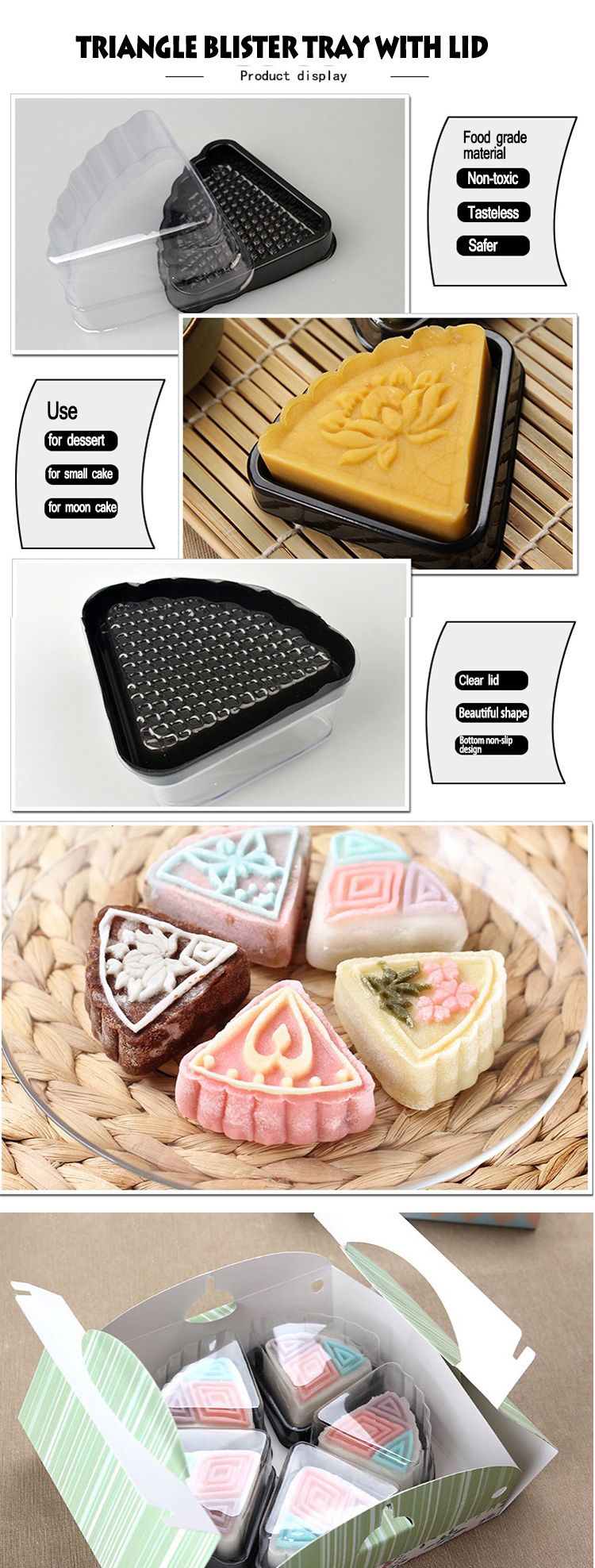 Mini Cupcake Packaging Pet Triangle Cake Disposable Plastic Food Container Box