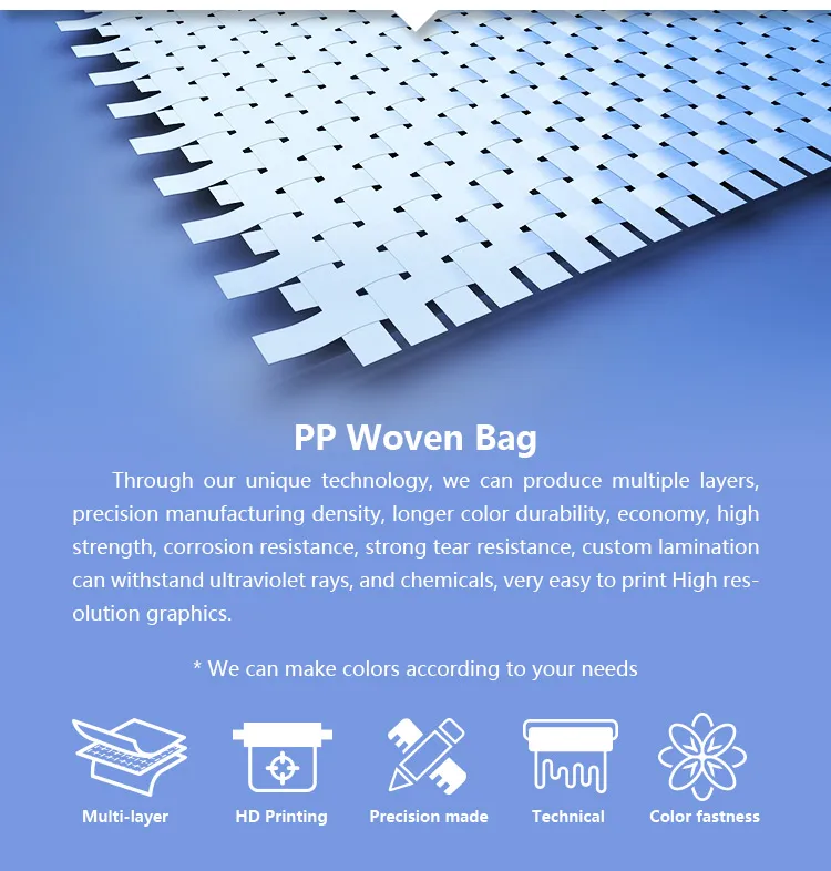 OEM& ODM 50GSM-100GSM Plastic Woven Bags for Packaging